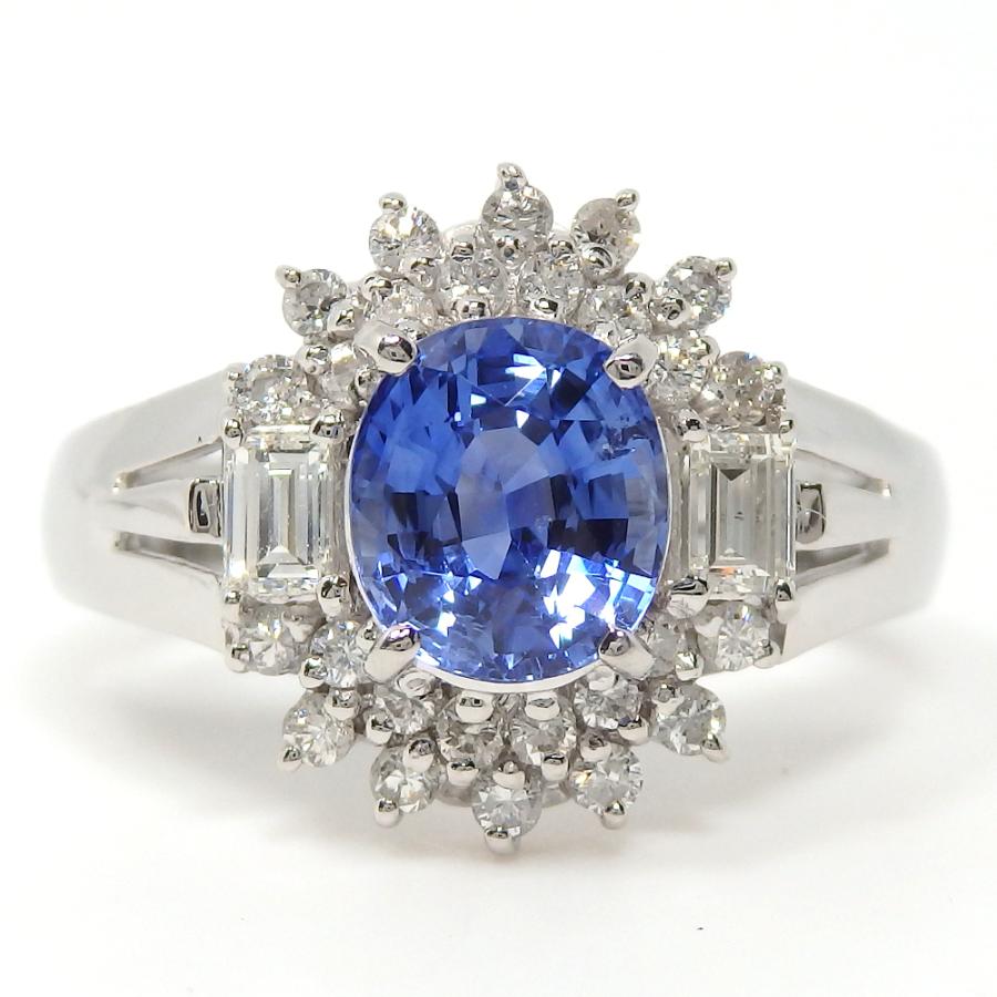 Pt900 プラチナ サファイア 1.62ct ダイヤモンド 0.51ct 指輪 鑑別書付 