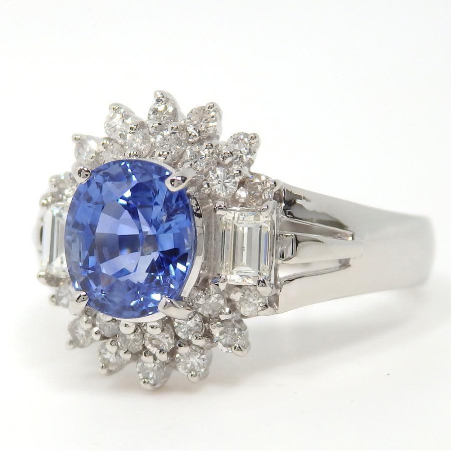 Pt900 プラチナ サファイア 1.62ct ダイヤモンド 0.51ct 指輪 鑑別書付 