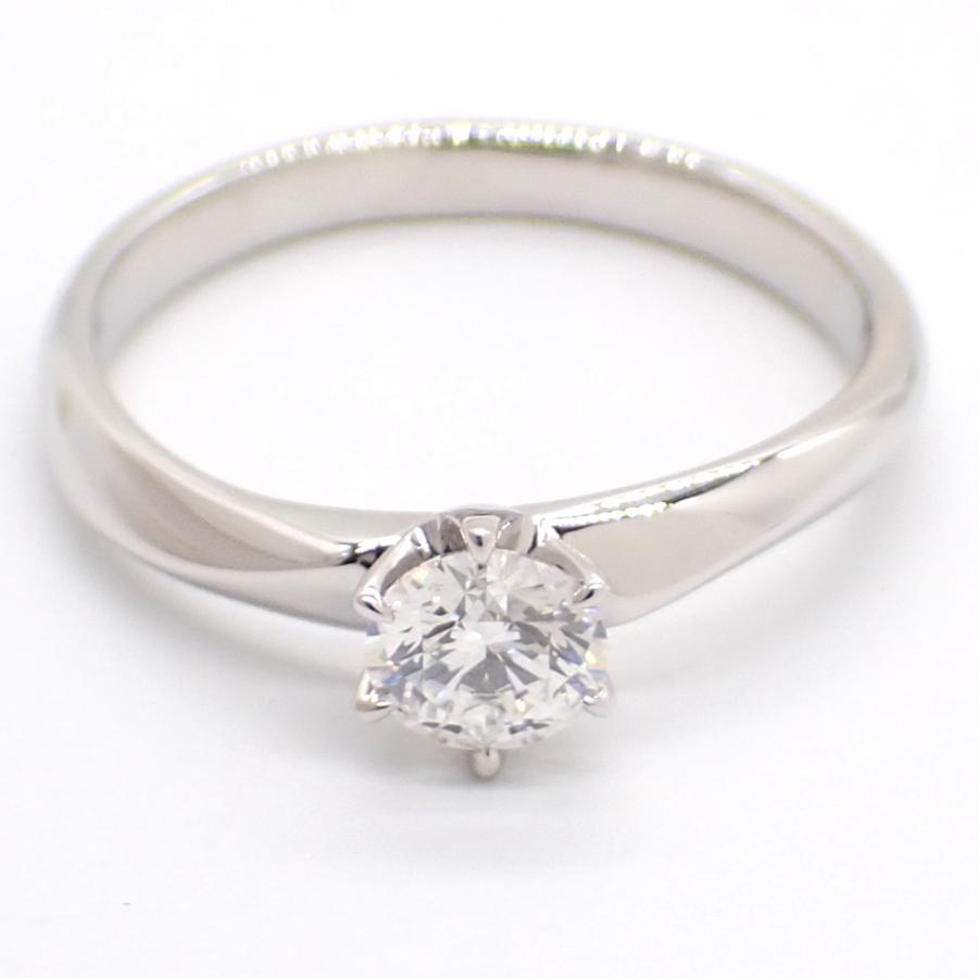 Pt900 プラチナ ダイヤモンド 0.359ct 指輪 鑑定書付 立爪 ハート 