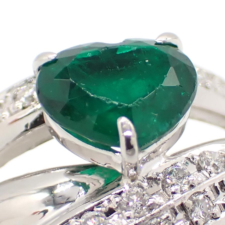 Pt900 プラチナ 天然 エメラルド 1.18ct ダイヤモンド 0.25ct 指輪 