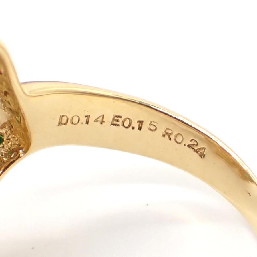K18YG イエローゴールド ダイヤモンド 0.14ct ルビー 0.24ct