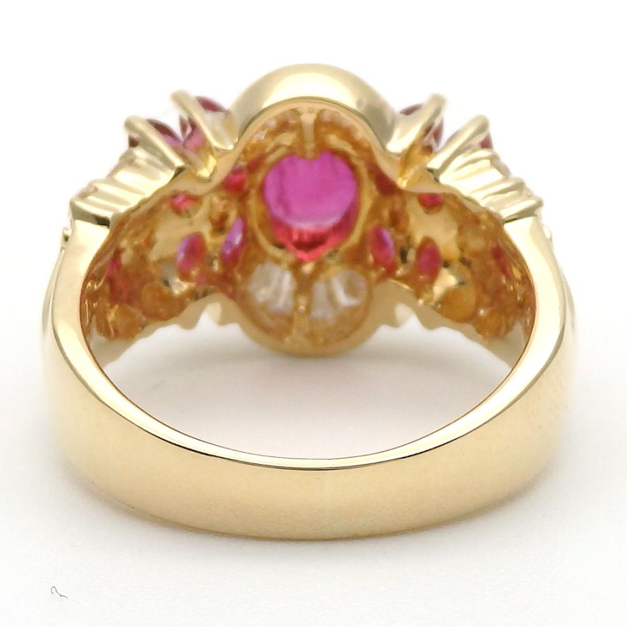 K18 ゴールド ルビー 1.08ct 0.81ct ダイヤモンド 0.53ct 指輪 