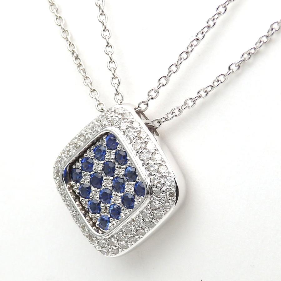 K18WG ホワイトゴールド 750 サファイア 1.12ct ダイヤモンド 0.80ct 