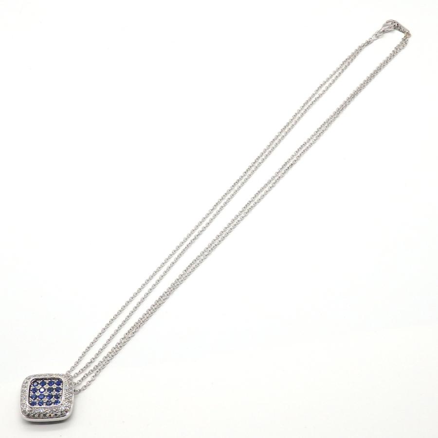 K18WG ホワイトゴールド 750 サファイア 1.12ct ダイヤモンド 0.80ct 
