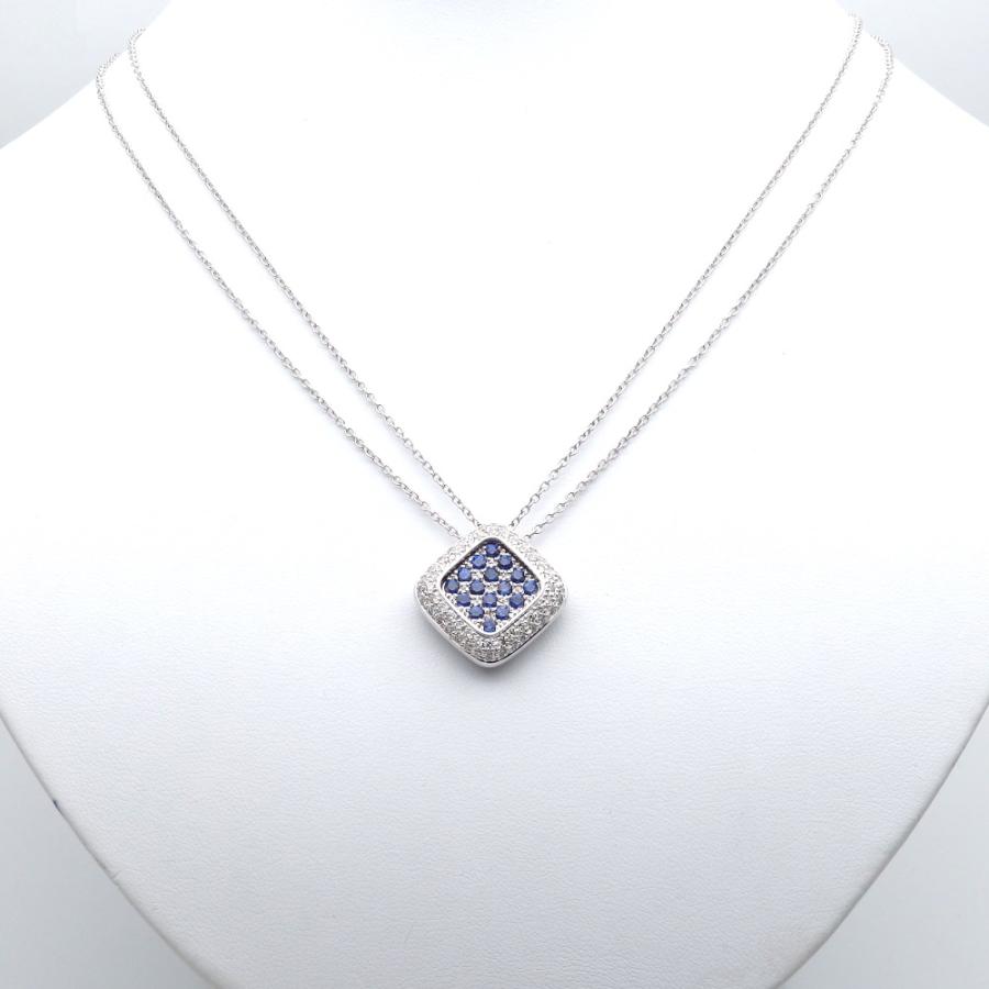 K18WG ホワイトゴールド 750 サファイア 1.12ct ダイヤモンド 0.80ct 