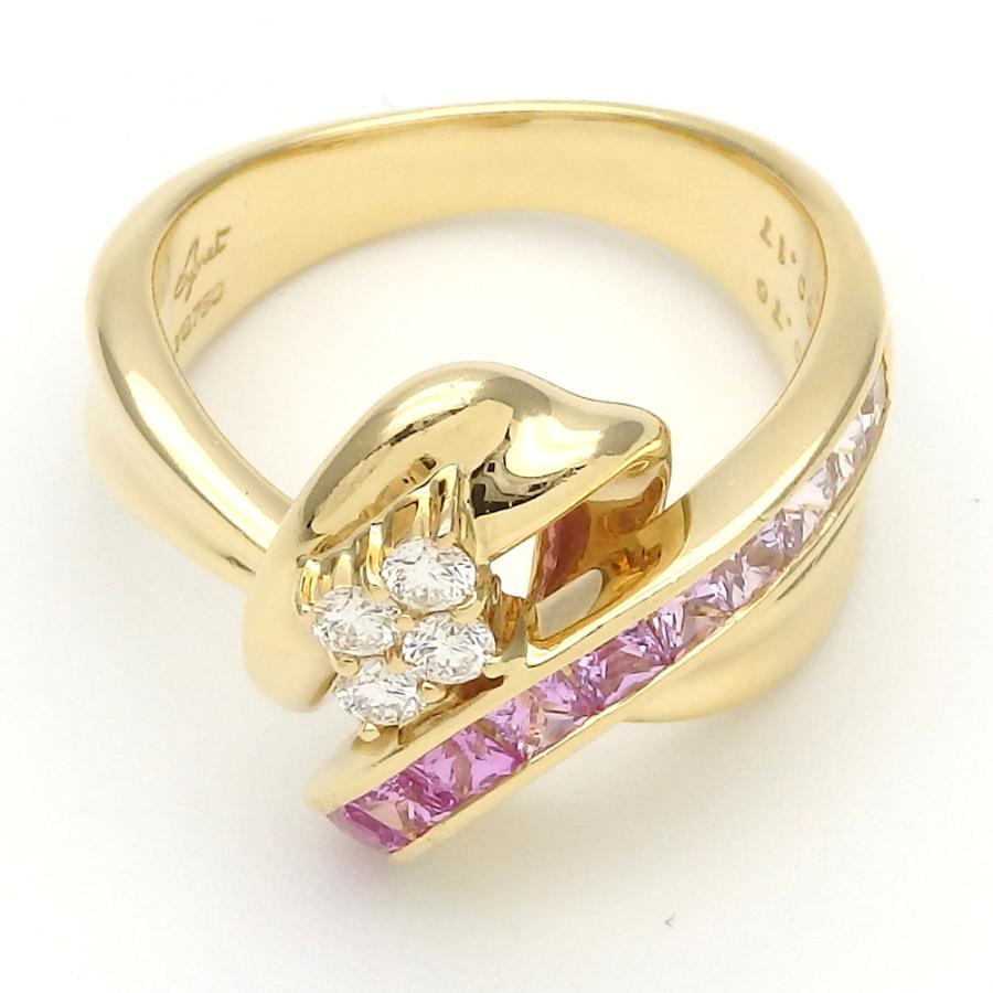Jeunet】ジュネ 750YG ゴールド ピンクサファイア 0.76ct ダイヤモンド 