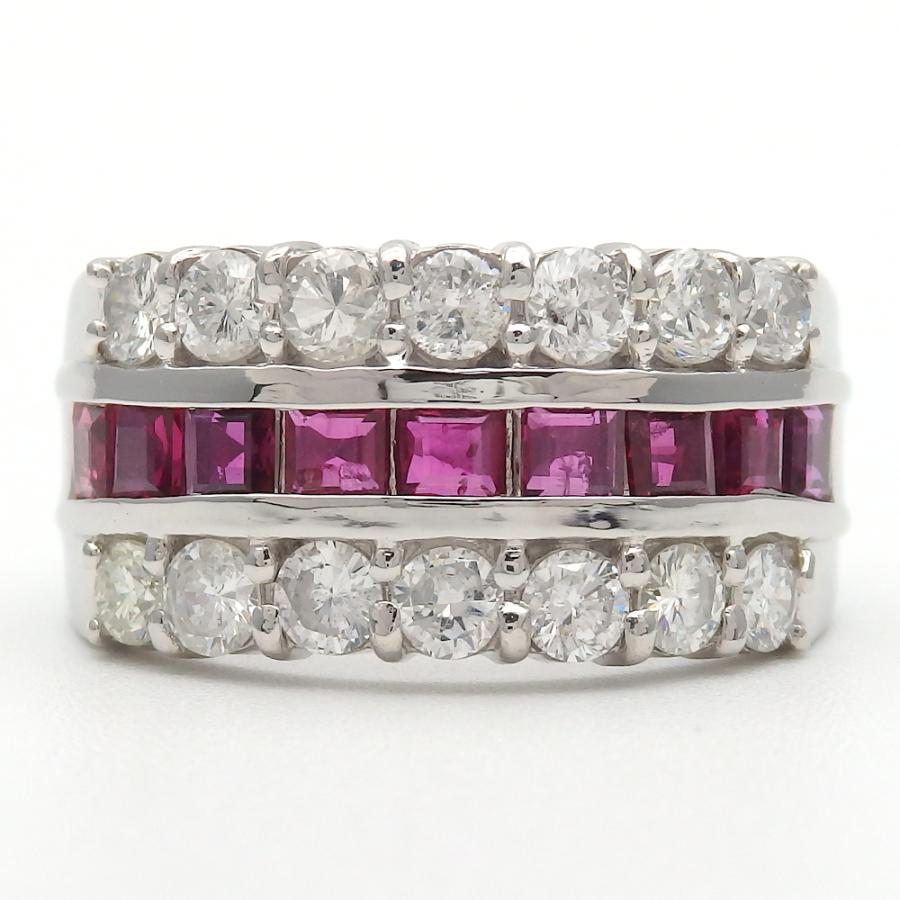 Pt900 プラチナ ルビー 1.00ct ダイヤモンド 1.00ct 指輪 中古 美品 
