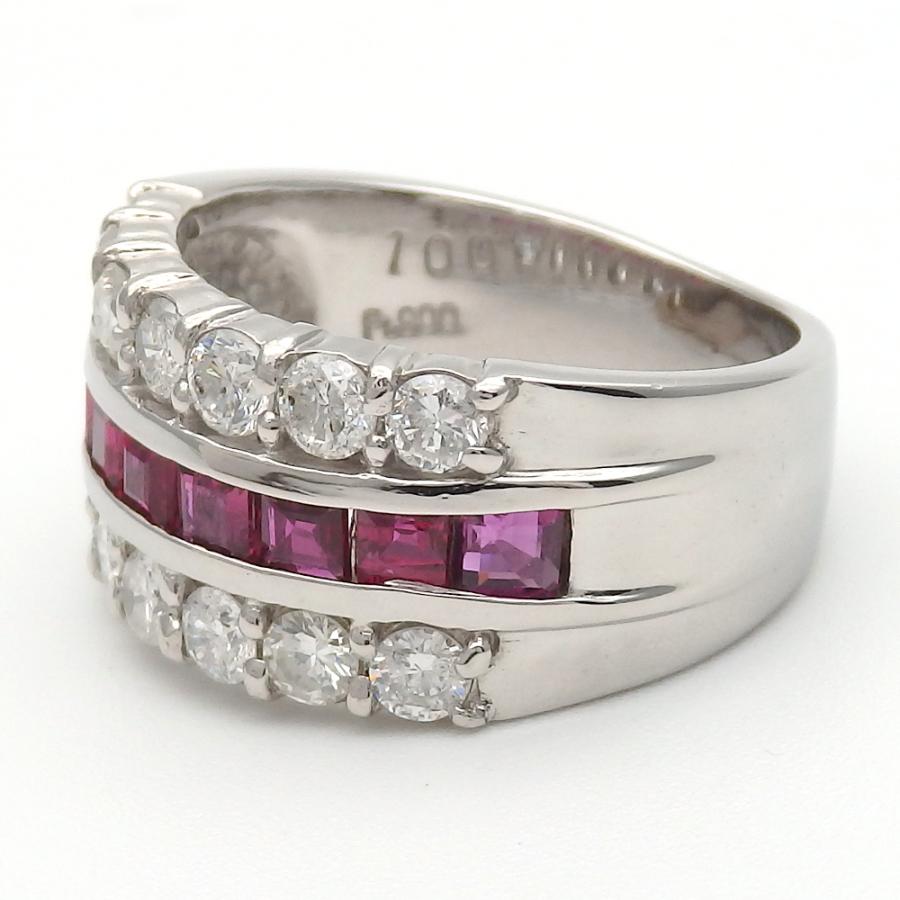 Pt900 プラチナ ルビー 1.00ct ダイヤモンド 1.00ct 指輪 中古 美品 