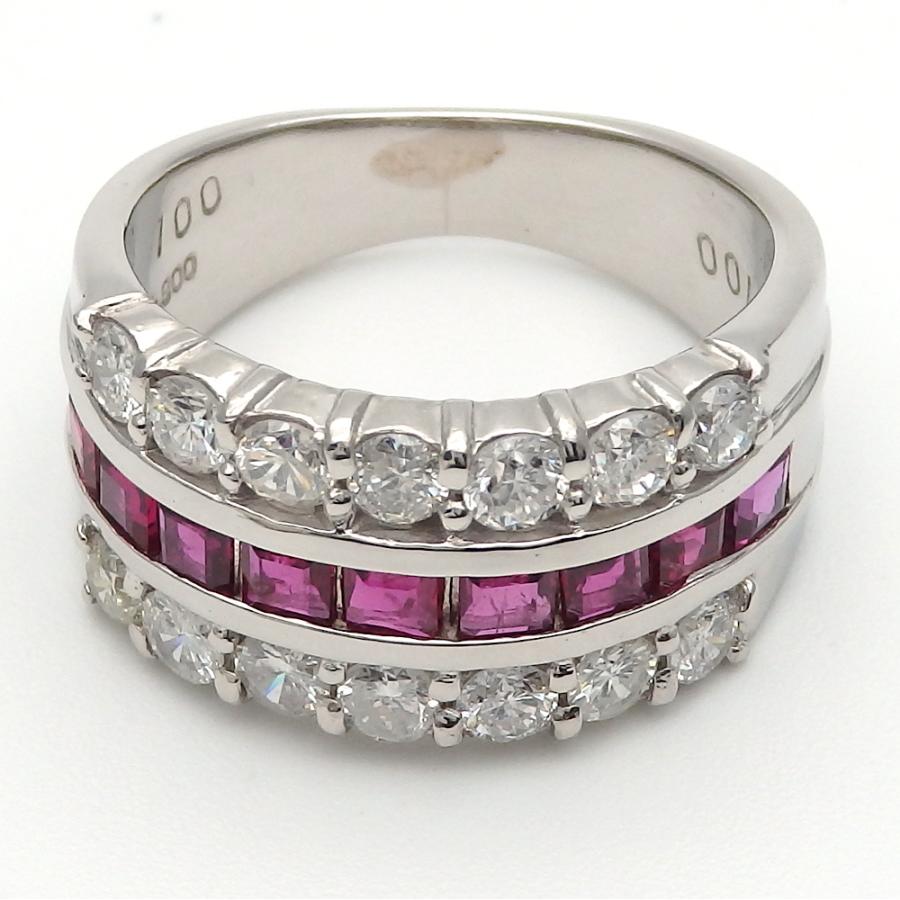 Pt900 プラチナ ルビー 1.00ct ダイヤモンド 1.00ct 指輪 中古 美品  