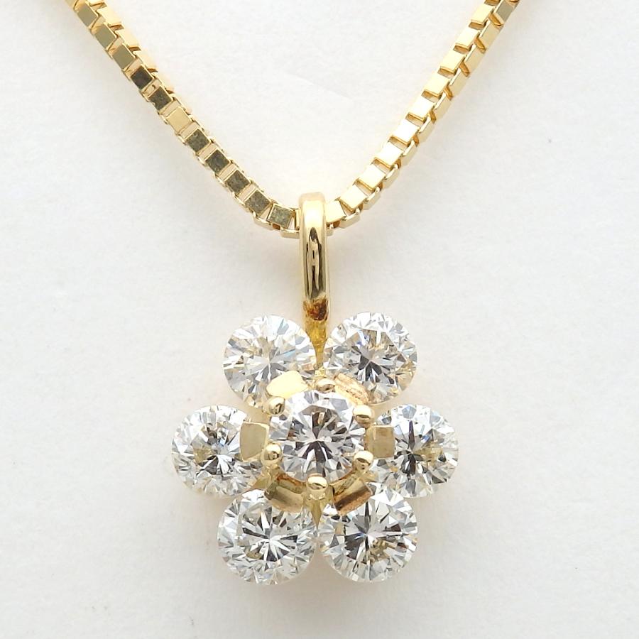 K18 ゴールド ダイヤモンド 1.00ct ペンダント付ネックレス 中古 美品