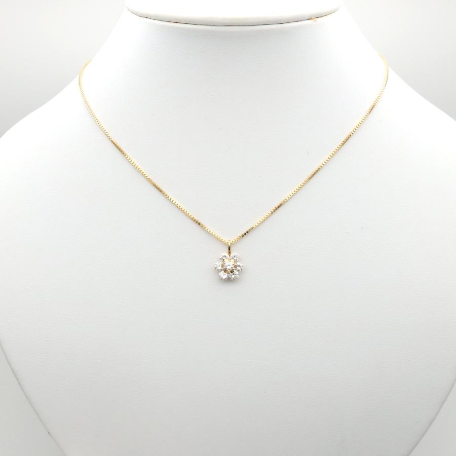 K18WG フラワー ダイヤモンド ネックレス 0.51CT【】