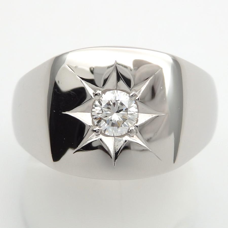 Pt900 プラチナ ダイヤモンド 0.30ct 指輪 印台 メンズ #17 中古 美品 