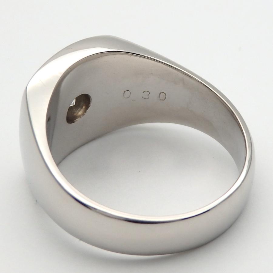 Pt900 プラチナ ダイヤモンド 0.30ct 指輪 印台 メンズ #17 中古 美品 