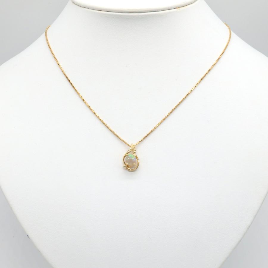 750 ゴールド オパール ダイヤ ペンダント トップ ソーティング付 中古