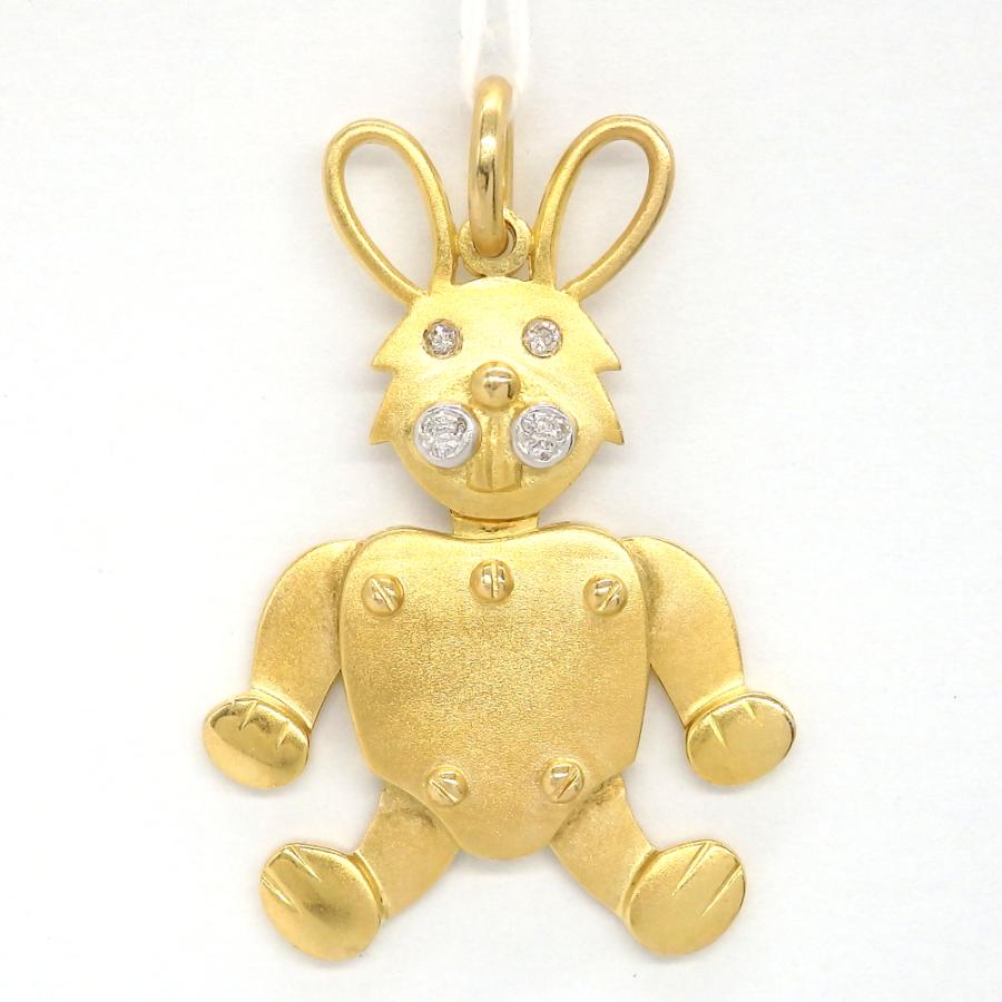 K18 ゴールド ダイヤモンド 0.05ct ペンダントトップ ウサギ 中古 美品  