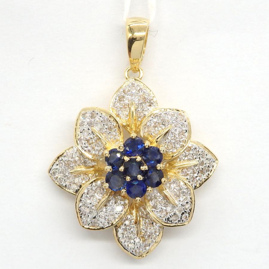 K18 ゴールド サファイア 1.00ct ダイヤモンド 0.38ct ペンダント