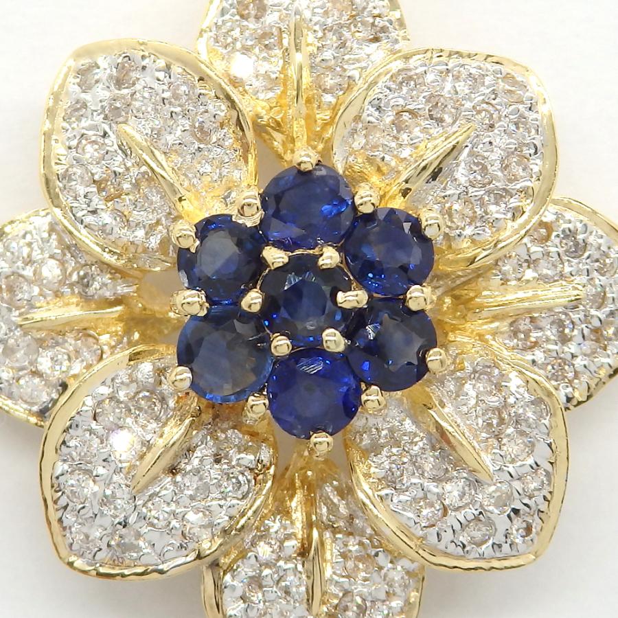 K18 ゴールド サファイア 1.00ct ダイヤモンド 0.38ct ペンダント 