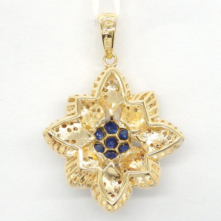 K18 ゴールド サファイア 1.00ct ダイヤモンド 0.38ct ペンダント 