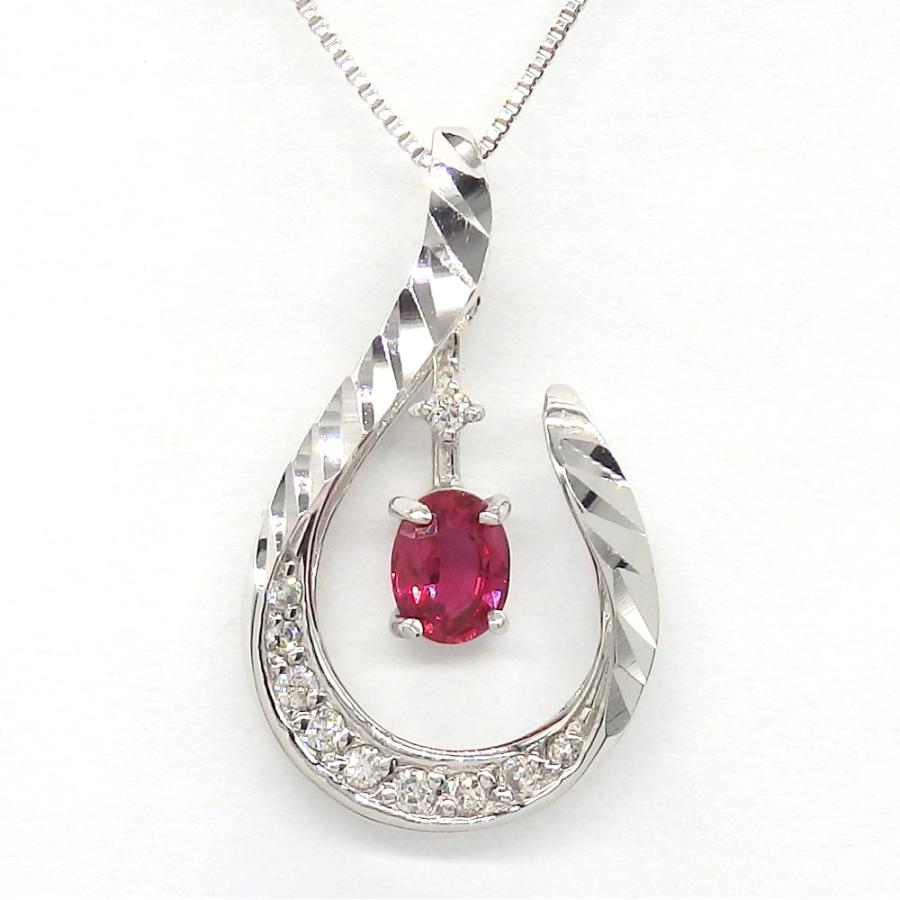 K18WG ホワイトゴールド ルビー 0.32ct ダイヤモンド 0.01ct 0.09ct 