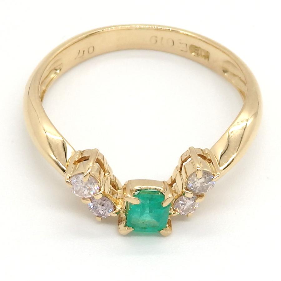 k18 エメラルド 0.23ct ダイヤ0.17ct 10.5号