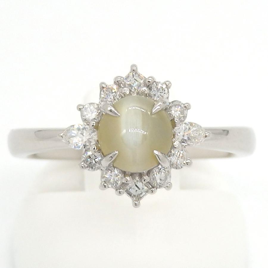 Pt900 プラチナ キャッツアイ 0.975ct ダイヤモンド 0.29ct 指輪 中古  