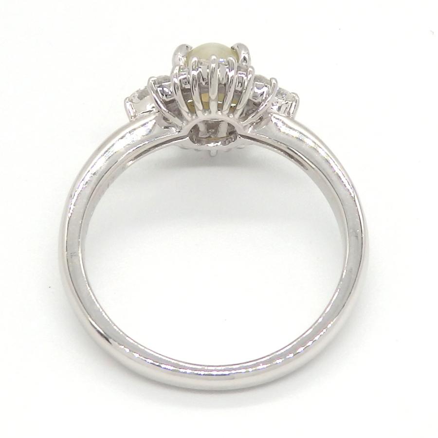 Pt900 プラチナ キャッツアイ 0.975ct ダイヤモンド 0.29ct 指輪 中古  