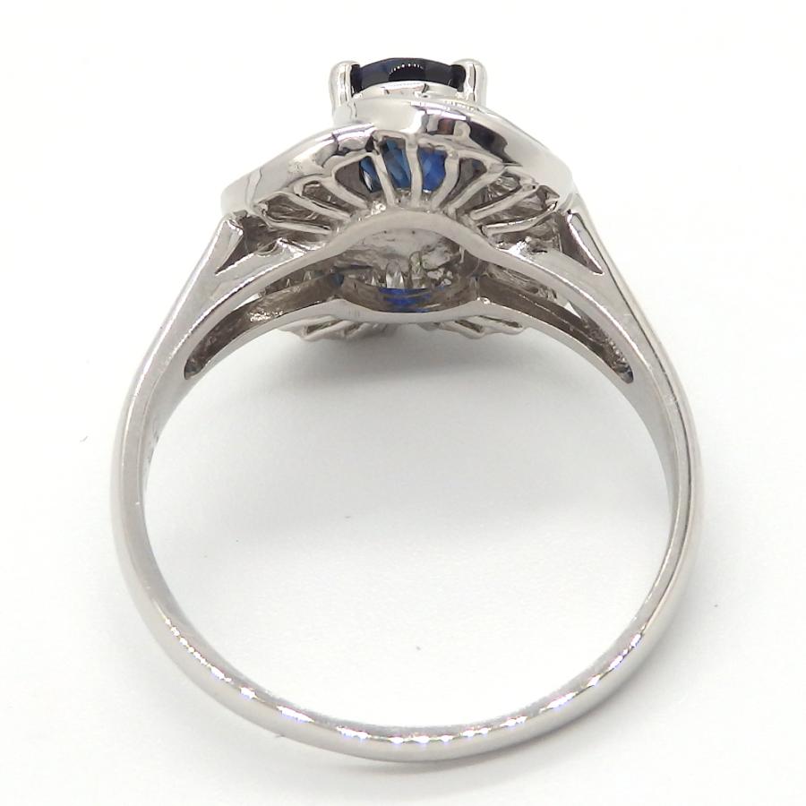 Pt900 プラチナ サファイア 1.21ct ダイヤモンド 0.33ct 指輪 中古 美 