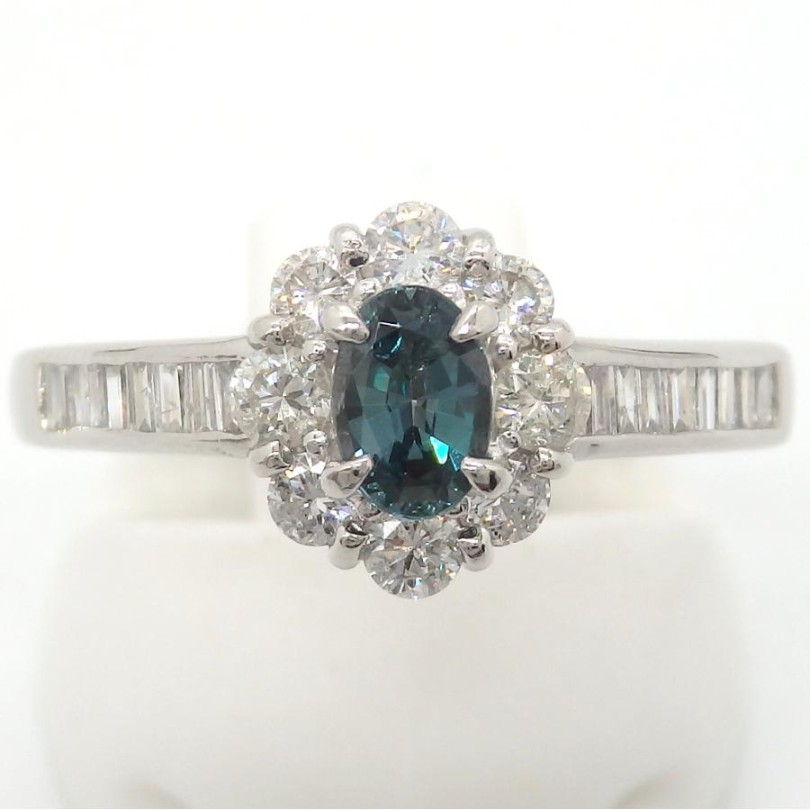 Pt900 プラチナ アレキサンドライト 0.40ct ダイヤモンド 0.63ct 指輪 