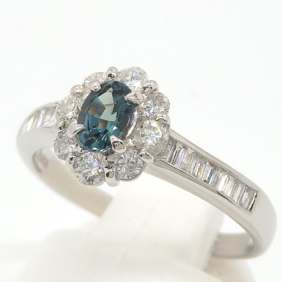 Pt900 プラチナ アレキサンドライト 0.40ct ダイヤモンド 0.63ct 指輪 