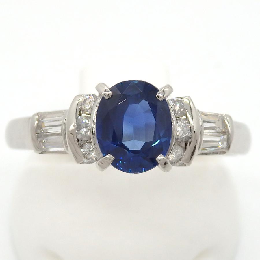 Pt900 プラチナ サファイア 1.14ct ダイヤモンド 0.34ct 指輪  