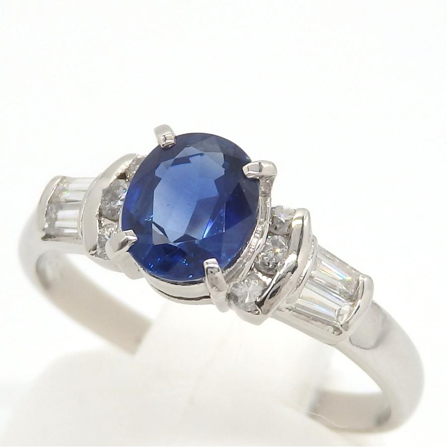 Pt900 プラチナ サファイア 1.14ct ダイヤモンド 0.34ct 指輪 
