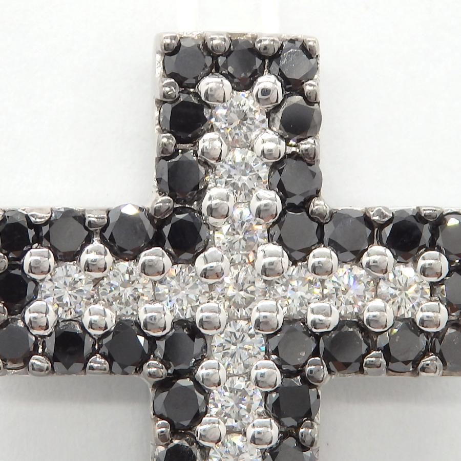 K18WG ホワイトゴールド　ブラックダイヤ 1.55ct　ダイヤモンド 0.60ct ペンダント　トップ クロス　ジュエリー　ダイヤ　中古　美品　質屋