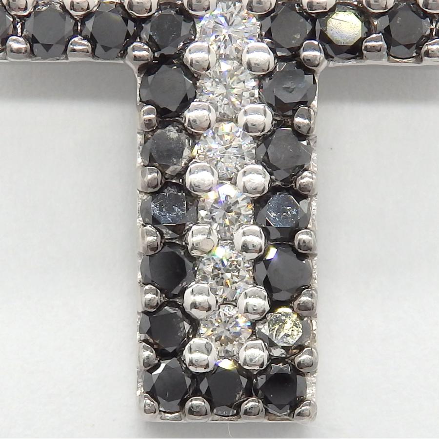 K18WG ホワイトゴールド　ブラックダイヤ 1.55ct　ダイヤモンド 0.60ct ペンダント　トップ クロス　ジュエリー　ダイヤ　中古　美品　質屋