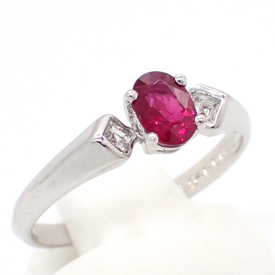 750(WG) ホワイトゴールド ルビー 0.46ct ダイヤモンド 0.11ct 指輪 