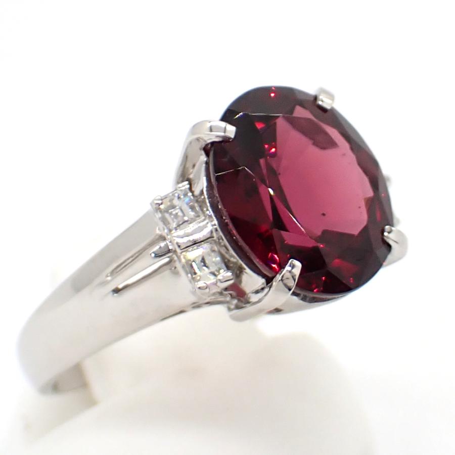 Pt850 プラチナ アルマンダイト ガーネット 4.33ct ダイヤモンド 0.17 