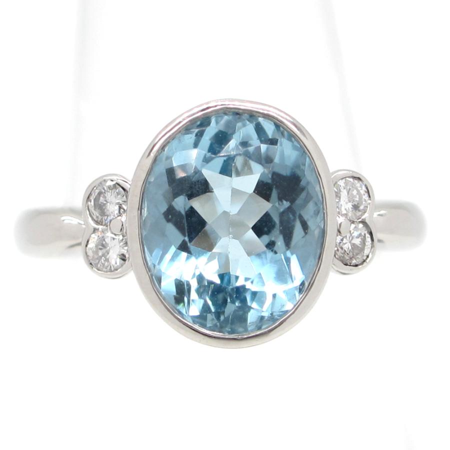 Pt900 プラチナ アクアマリン 2.52ct ダイヤモンド 0.12ct 指輪 