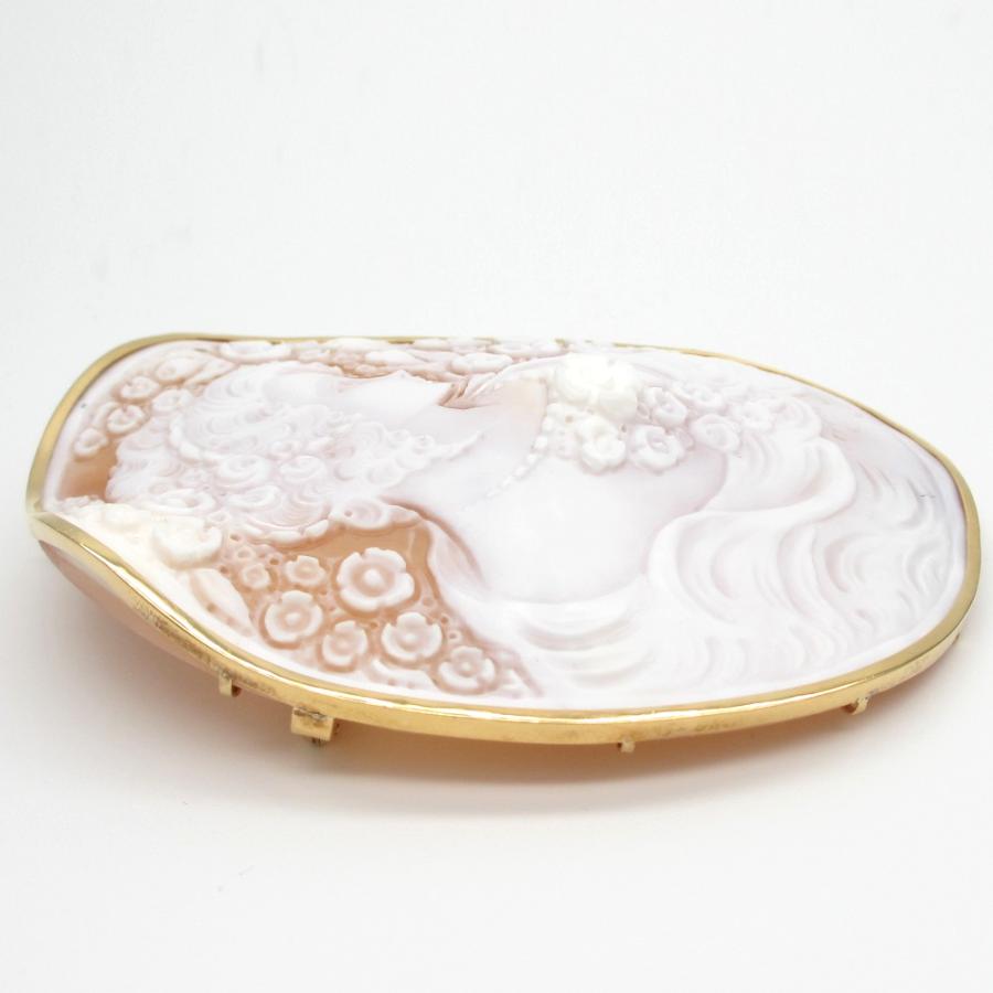 CAMEO K18枠 カメオ シェル ブローチ兼ペンダント 作家 サイン CAMEO K18枠 カメオ シェル ブローチ兼ペンダント 作家 サイン