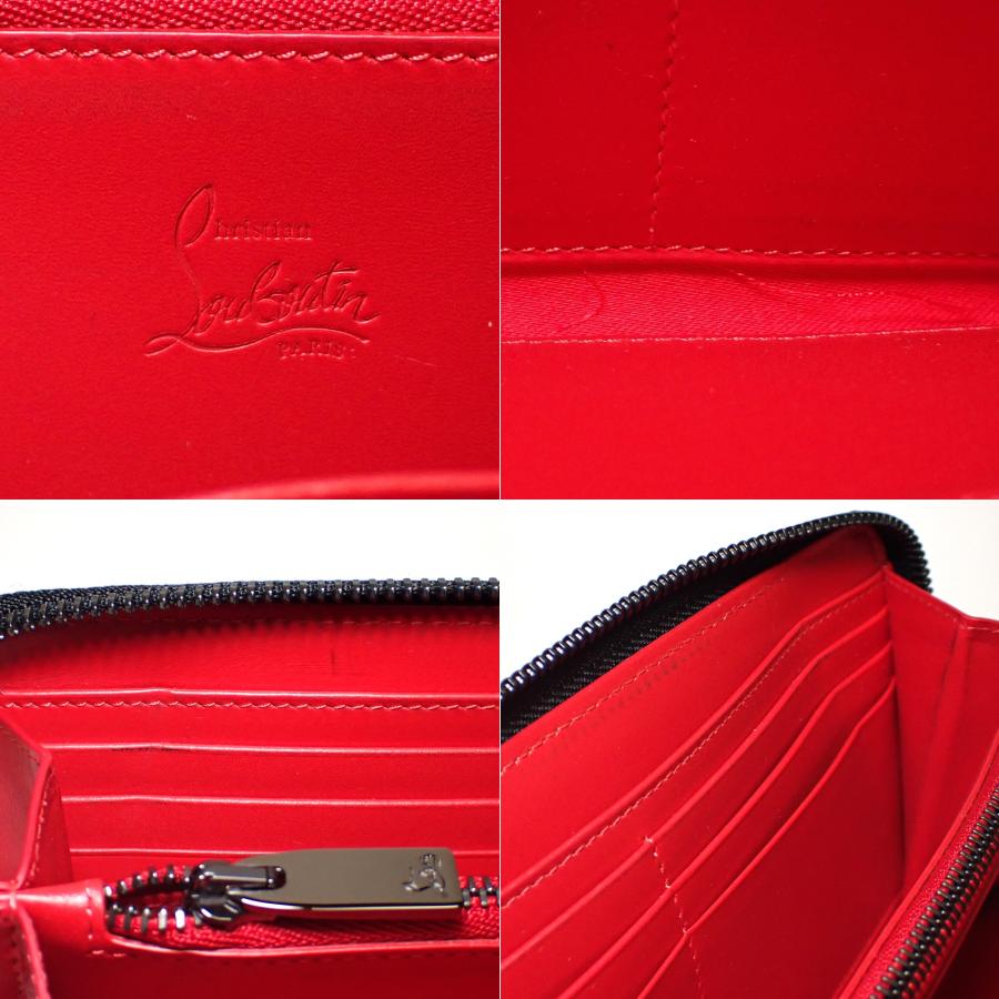 【Christian louboutin】クリスチャン・ルブタン  パネトーネ スタッズ ラウンドファスナー　長財布　1185059 レザー 中古　美品　質屋｜7takara｜09