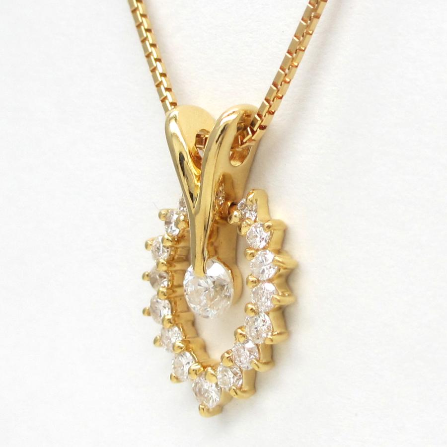 K18 ゴールド ダイヤモンド 計0.51ct ペンダント付ネックレス 中古 美 