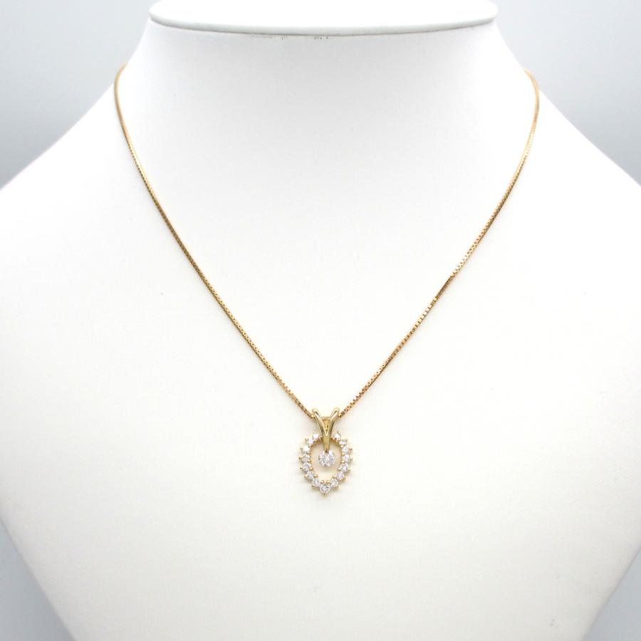 K18 ゴールド ダイヤモンド 計0.51ct ペンダント付ネックレス 中古 美 