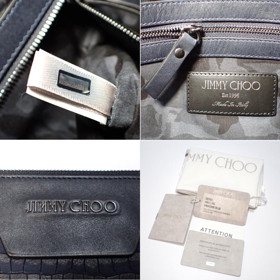 【JIMMY CHOO】 ジミーチュウ  デレク　クラッチバッグ　スター　スタッズ　レザー　クロコ型押し　ネイビー　メンズ 　中古　美品　質屋｜7takara｜10