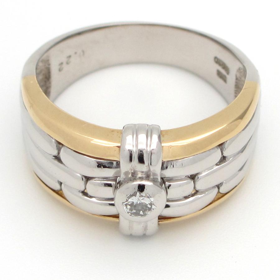 Pt900 K18 プラチナ ゴールド ダイヤモンド 0.22ct 指輪 メンズ #18  