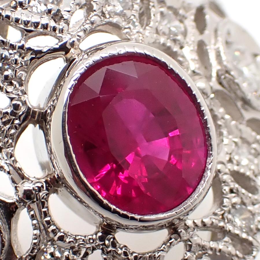 Pt900 プラチナ ピンクサファイア 1.19ct ダイヤモンド 0.36ct 指輪 