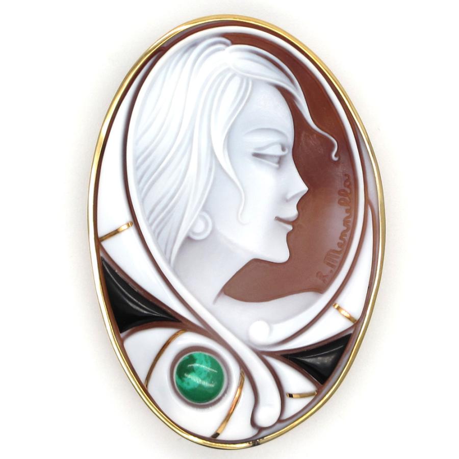 K18 美しいシェルカメオ 作家サイン入り CAMEO K18枠 カメオ