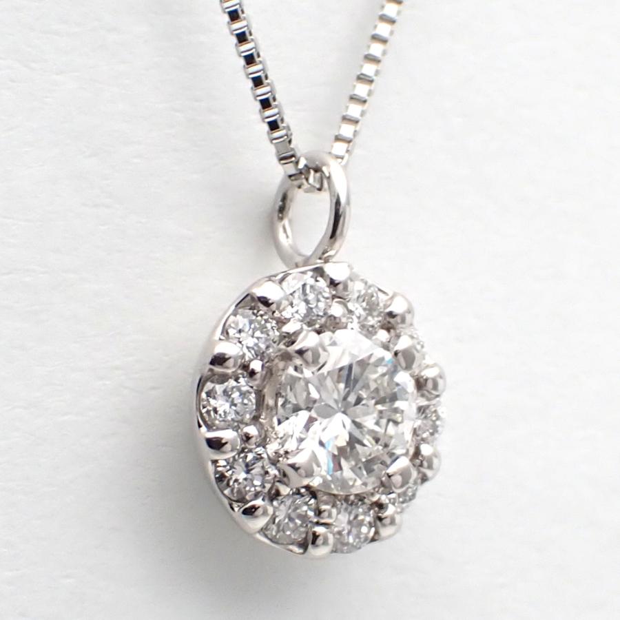 Pt900 プラチナ ダイヤモンド 0.232ct・0.12ct ペンダント付ネックレス 