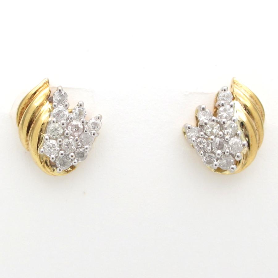K18 ゴールド ダイヤモンド 0.26ct×2 ピアス 中古 美品 レディース 