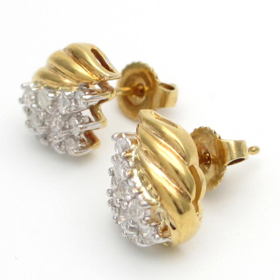 K18 ゴールド ダイヤモンド 0.26ct×2 ピアス 中古 美品 レディース 