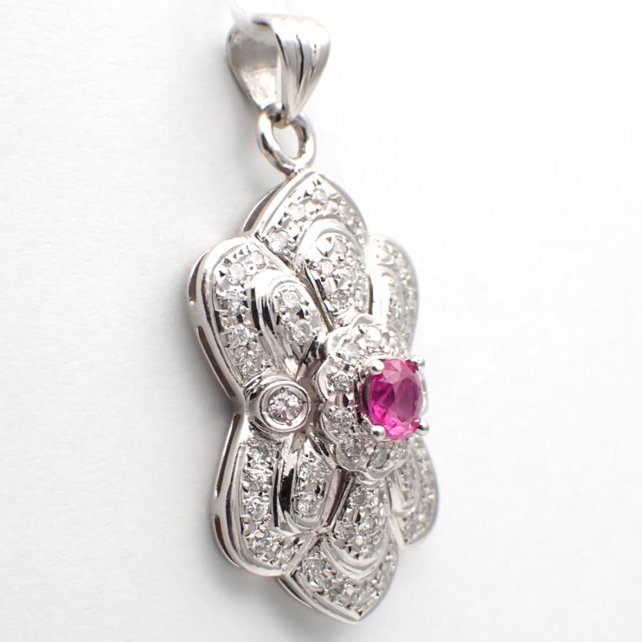 Pt900 プラチナ ルビー 0.42ct ダイヤモンド 0.28ct ペンダント