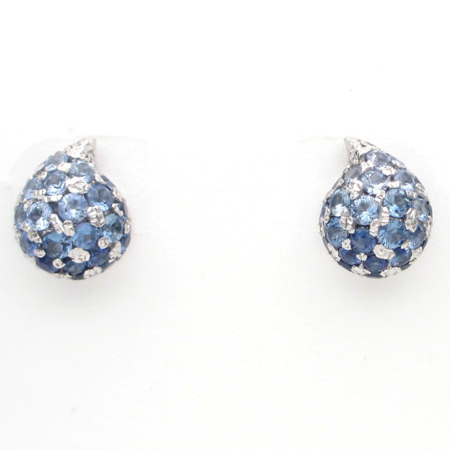 K18WG ホワイトゴールド サファイア 0.82ct×2 ダイヤモンド 0.02ct×2  