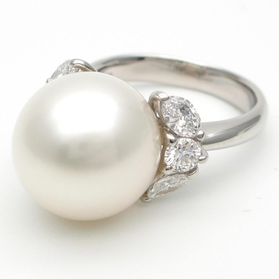 Pt900 プラチナ 真珠 13.2mm ダイヤモンド 0.87ct 指輪 大粒パール 